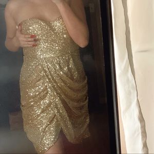 Gold sequin cocktail dress